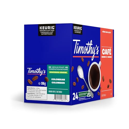 TIMOTHY'S, Colombian Decaf, Medium Roast, K-Cup Pods, 24 Count