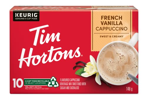 Tim Hortons, French Vanilla Cappuccino, Dark Roast, Coffee, 10 Count