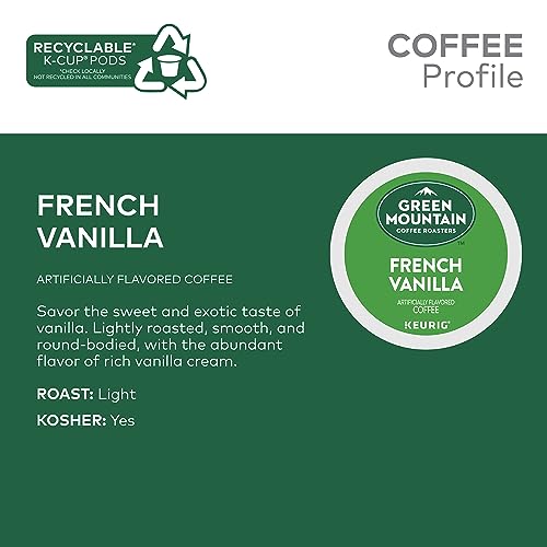 Green Mountain Coffee Roasters, French Vanilla, Light Roast, K-Cup Pods, 72.0 Count