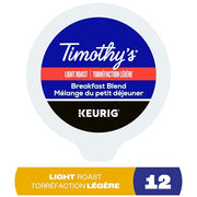 TIMOTHY'S, Breakfast Blend, Light Roast, K-Cup Pods, 12 Count