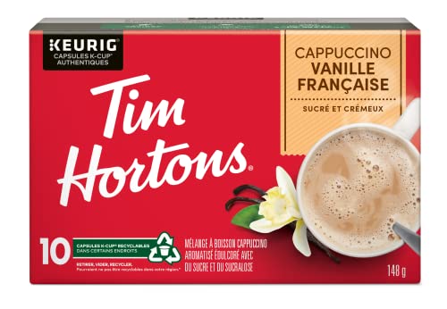 Tim Hortons, French Vanilla Cappuccino, Dark Roast, Coffee, 10 Count