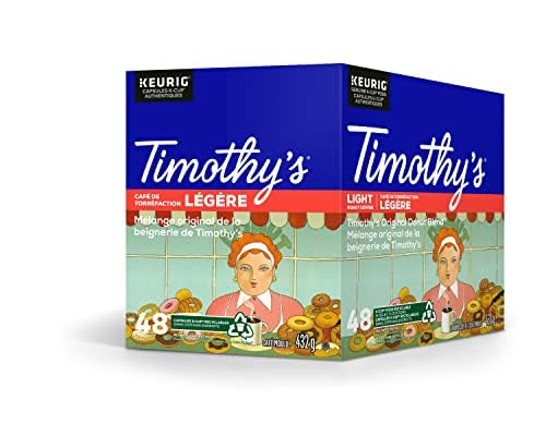 TIMOTHY'S, Original Donut Blend, Light Roast, K-Cup Pods, 48 Count