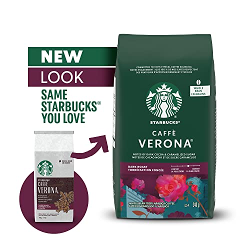 Starbucks, Dark Chocolate, Dark Roast, Whole Beans, 6 x 340 Grams