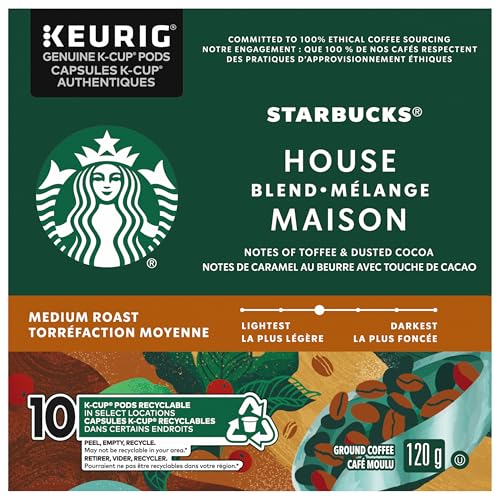 Starbucks, House Blend, Medium Roast, K-Cup Pods, 10 Count