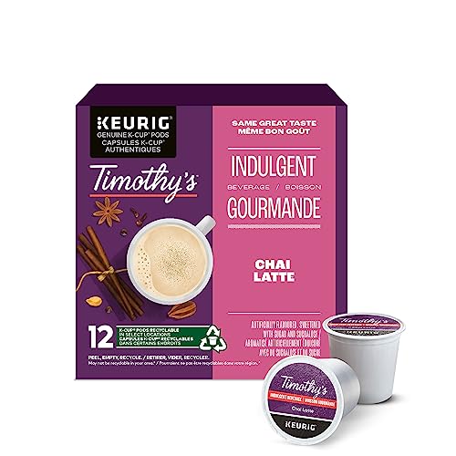 TIMOTHY'S, Chai Latte, Medium Roast, Coffee, 12 Count