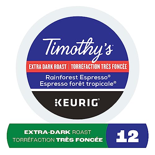 TIMOTHY'S, Rainforest Espresso, Dark Roast, K-Cup Pods, 12 Count