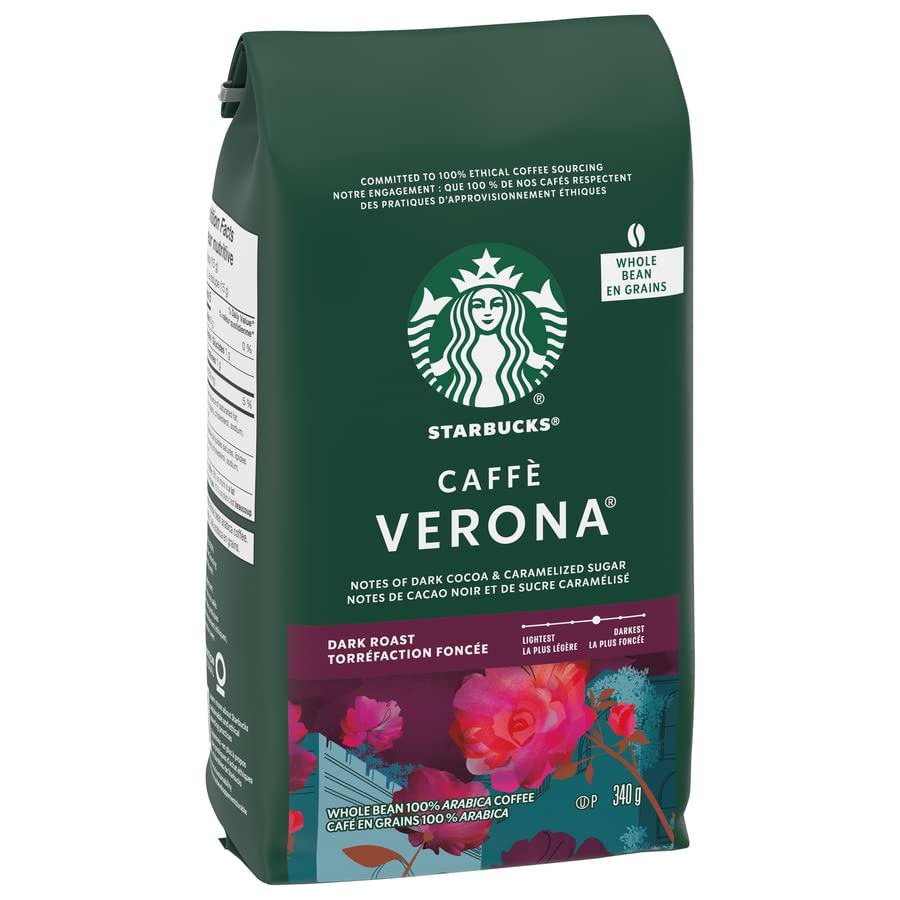 Starbucks, Dark Chocolate, Dark Roast, Whole Beans, 6 x 340 Grams