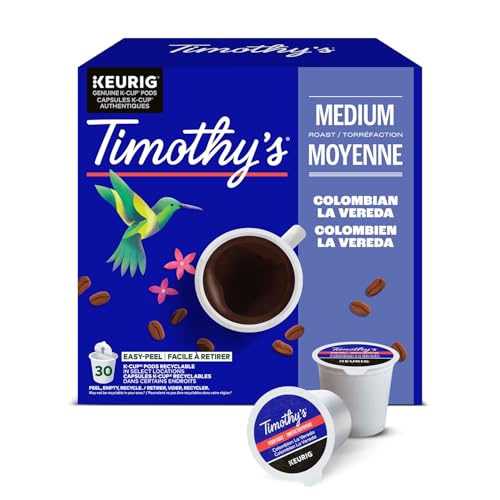 TIMOTHY'S, Colombian La Vereda, Medium Roast, Coffee, 30 Count