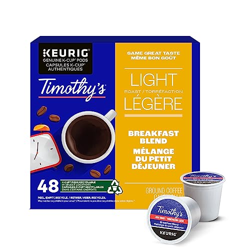 TIMOTHY'S, Breakfast Blend, Light Roast, Coffee, 48 Count
