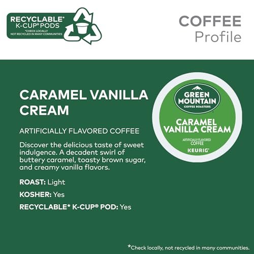 Green Mountain Coffee Roasters, Caramel Vanilla Cream, Light Roast, K-Cup Pods, 72.0 Count