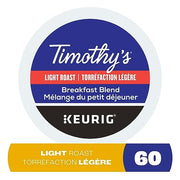 TIMOTHY'S, Breakfast Blend, Medium Roast, K-Cup Pods, 60 Count