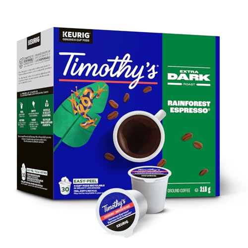 TIMOTHY'S, Dark Chocolate, Dark Roast, K-Cup Pods, 30 Count