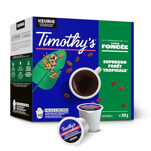 TIMOTHY'S, Dark Chocolate, Dark Roast, K-Cup Pods, 30 Count