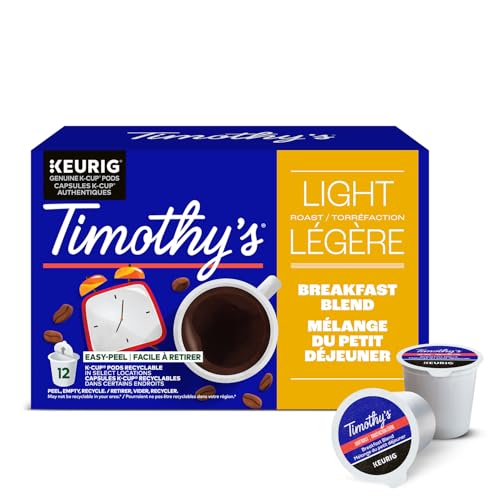 TIMOTHY'S, Breakfast Blend, Light Roast, Coffee, 12 Count