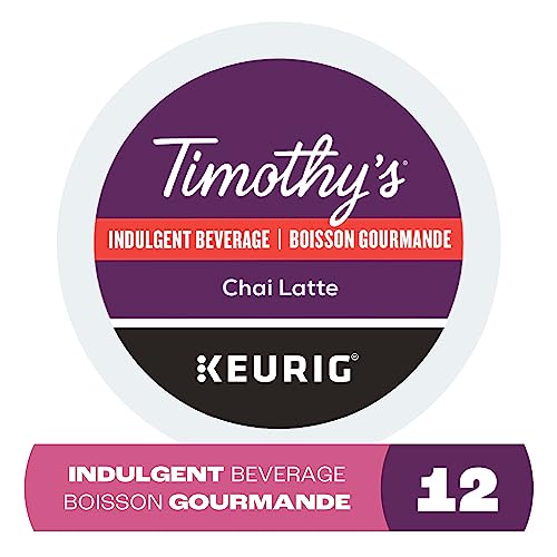 TIMOTHY'S, Chai Latte, Medium Roast, K-Cup Pods, 12 Count