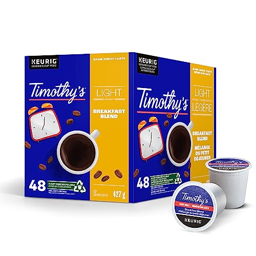 TIMOTHY'S, Breakfast Blend, Light Roast, K-Cup Pods, 48 Count