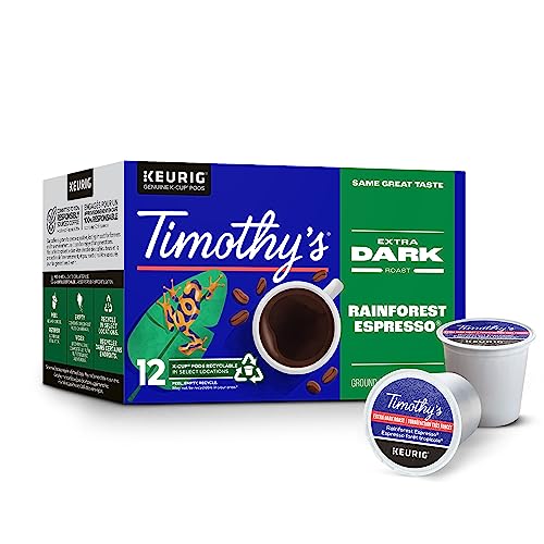 TIMOTHY'S, Rainforest Espresso, Dark Roast, K-Cup Pods, 12 Count