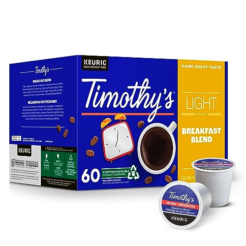 TIMOTHY'S, Breakfast Blend, Medium Roast, K-Cup Pods, 60 Count