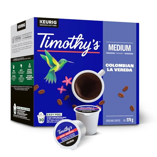 TIMOTHY'S, Colombian La Vereda, Medium Roast, K-Cup Pods, 30 Count