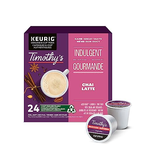 TIMOTHY'S, Chai Latte, Medium Roast, Coffee, 24 Count