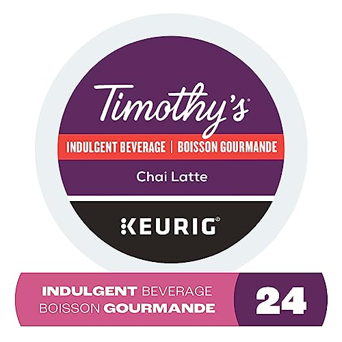 TIMOTHY'S, Chai Latte, Medium Roast, K-Cup Pods, 24 Count