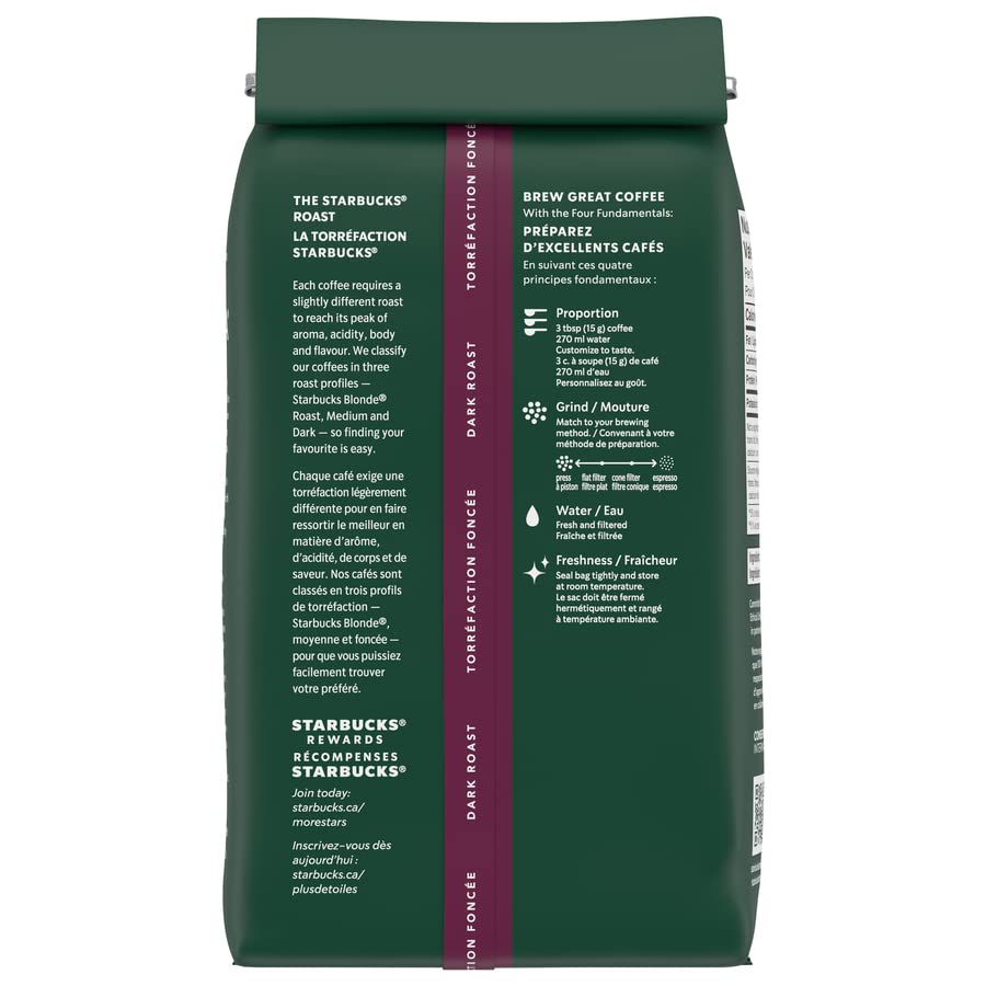 Starbucks, Dark Chocolate, Dark Roast, Whole Beans, 6 x 340 Grams