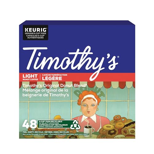 TIMOTHY'S, Original Donut Blend, Light Roast, Coffee, 48 Count
