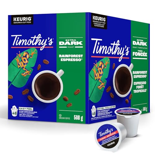 TIMOTHY'S, Rainforest Espresso, Medium Roast, K-Cup Pods, 48 Count