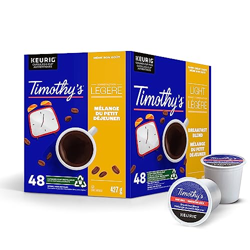 TIMOTHY'S, Breakfast Blend, Light Roast, K-Cup Pods, 48 Count