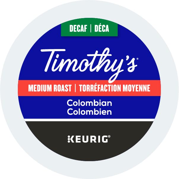 TIMOTHY'S, Colombian Decaf, Medium Roast, K-Cup Pods, 24 Count